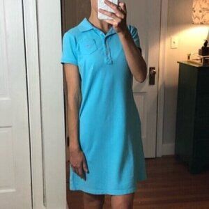 LILLY PULITZER Turquoise Blue Collared Short Sleeve Cotton Polo Shirt Dress M